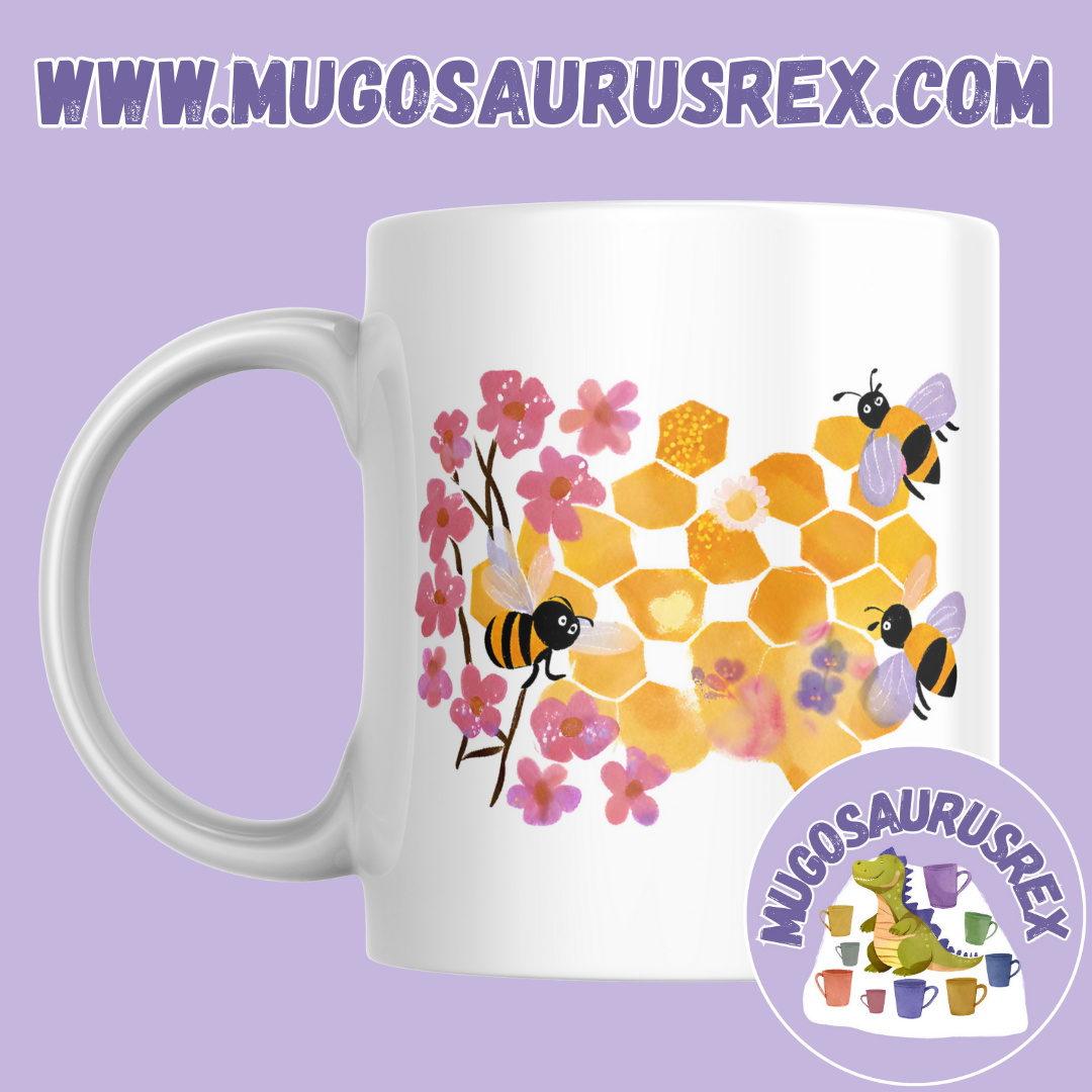 BUSY BEES | Floral | Honey | 11oz Ceramic Mug