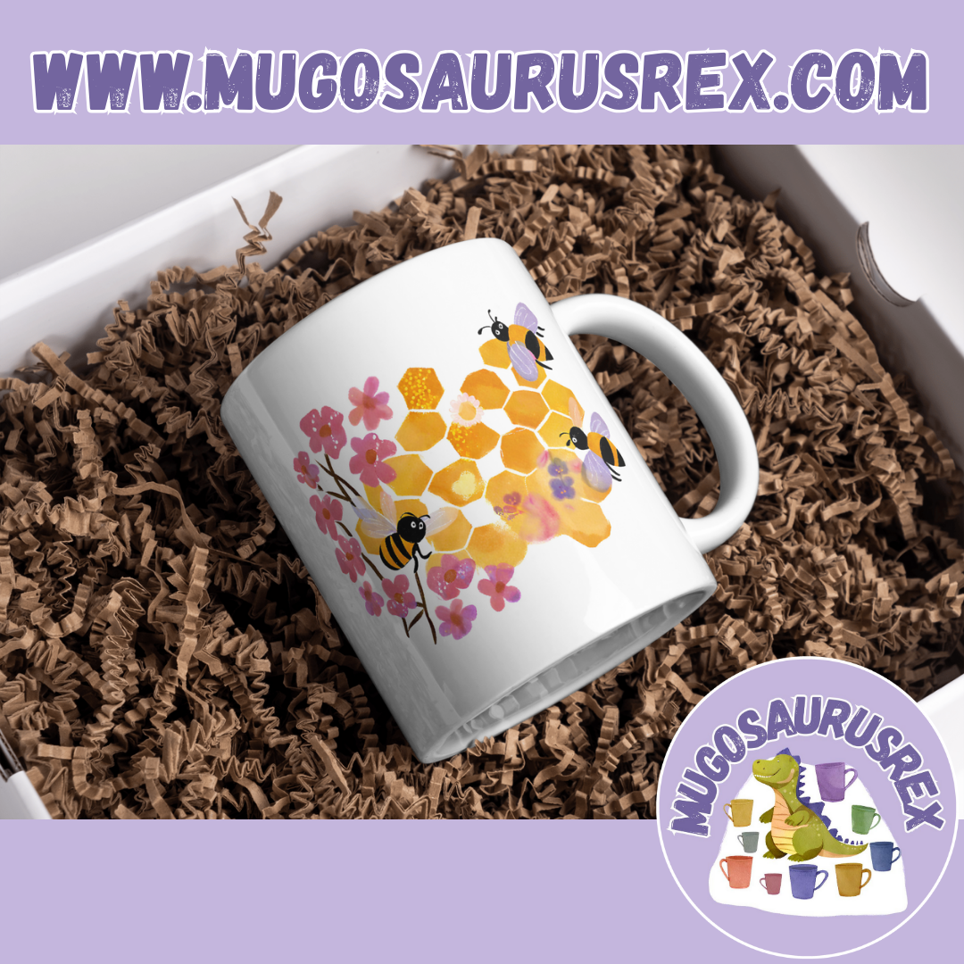 BUSY BEES | Floral | Honey | 11oz Ceramic Mug