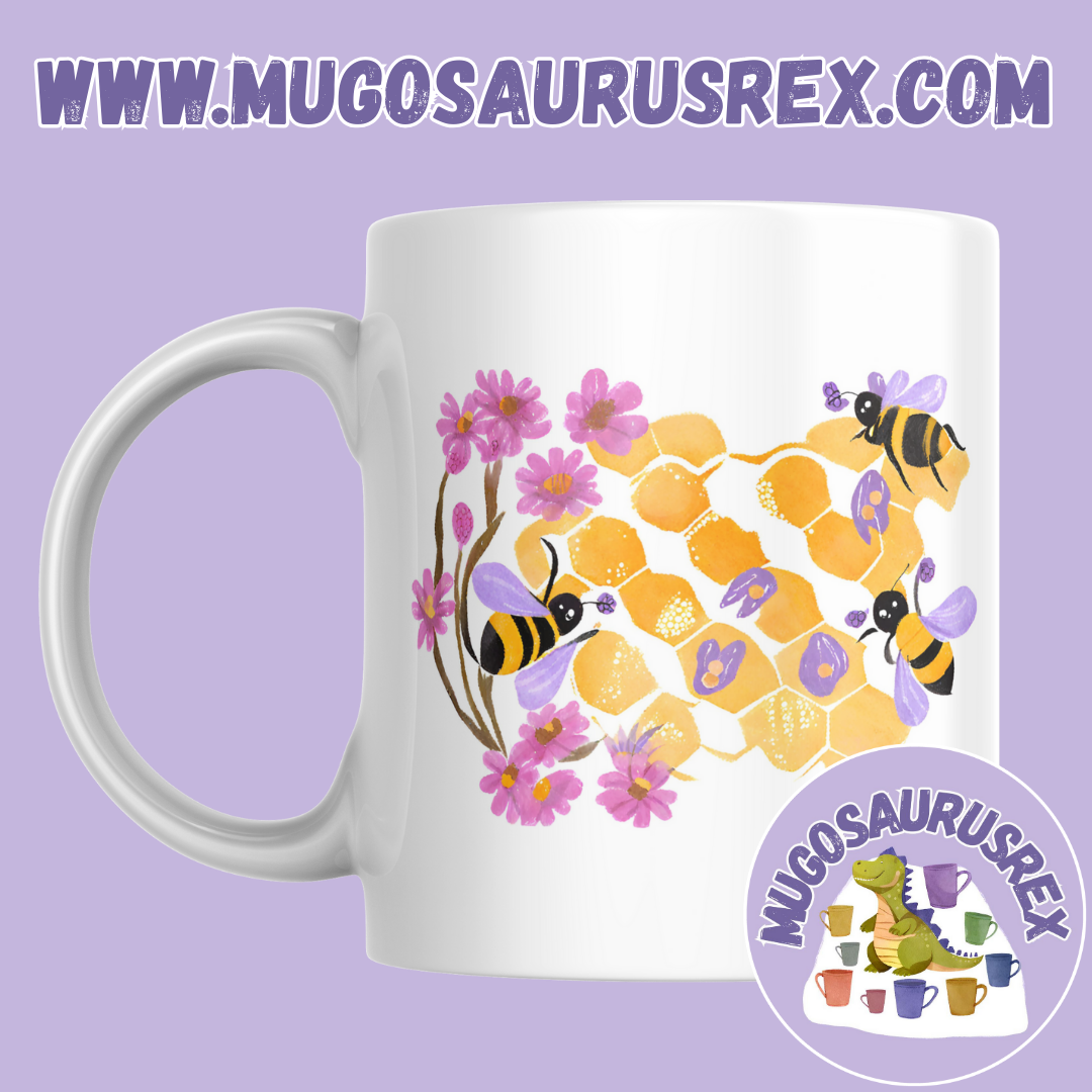 BUSY BEES | Floral | Honey | 11oz Ceramic Mug
