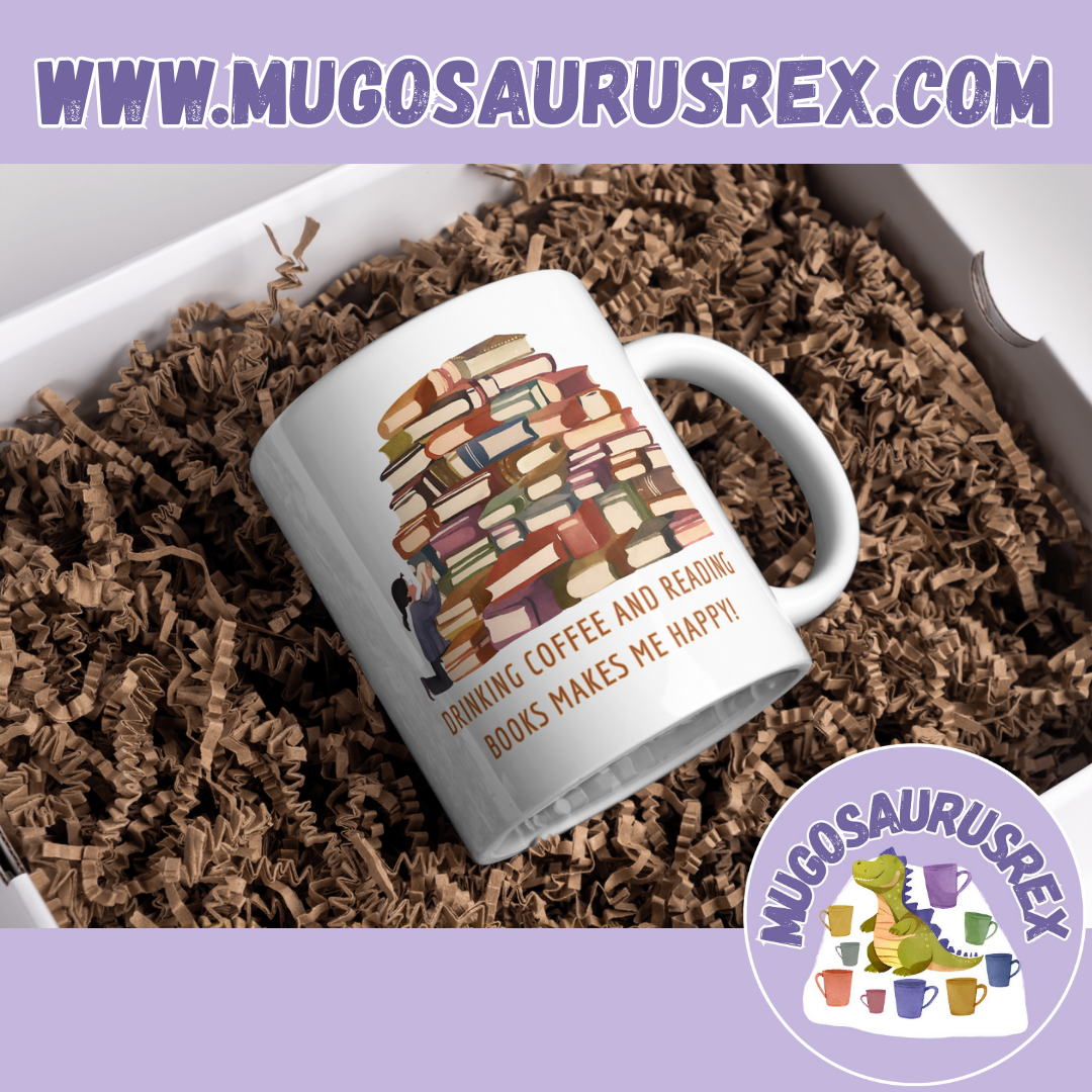 COFFEE AND BOOKS | TEA AND BOOKS | Makes Me Happy | 11oz Ceramic Mug